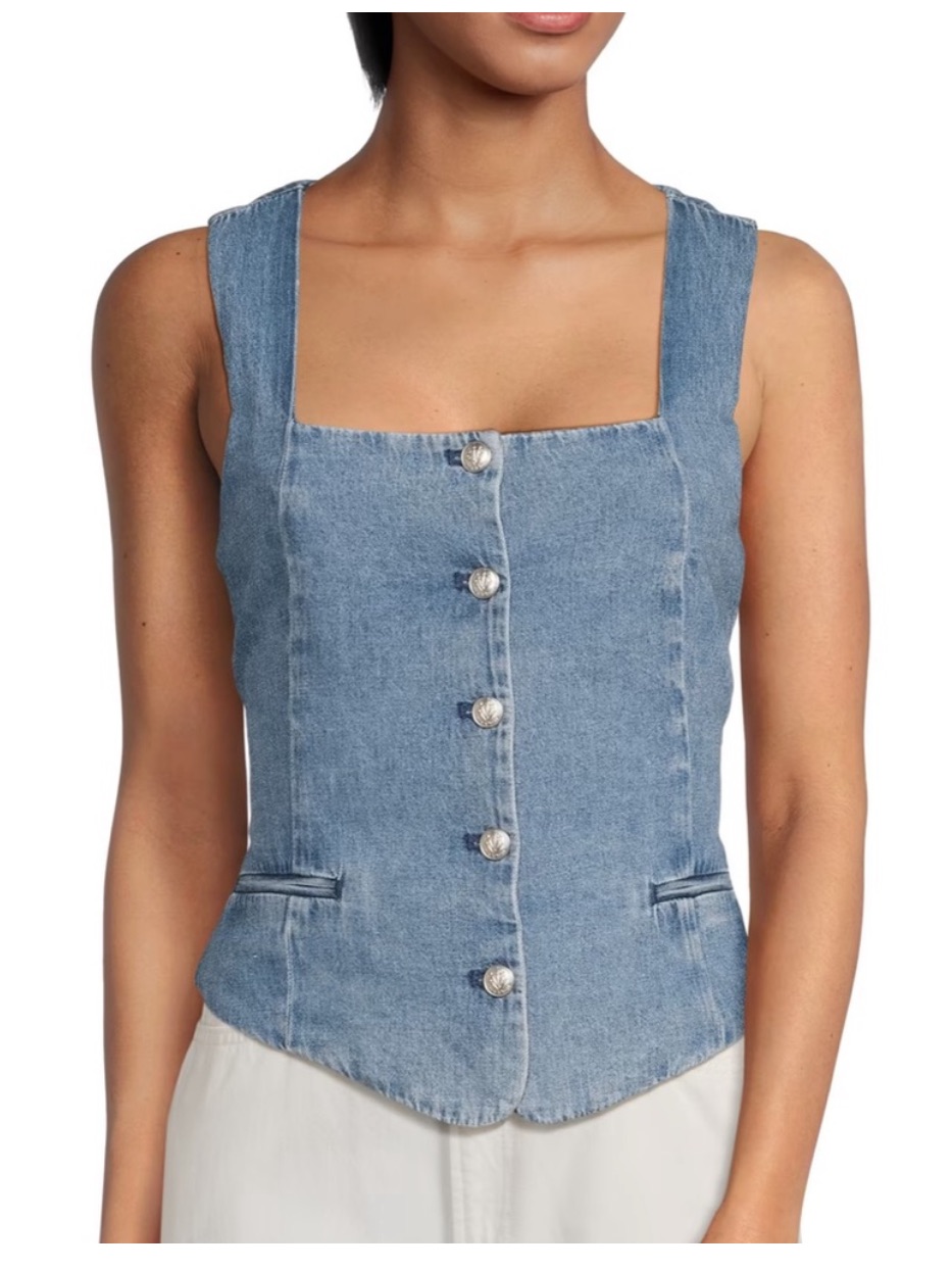 Rag & Bone Seraphina Square Neck Denim Vest Size S